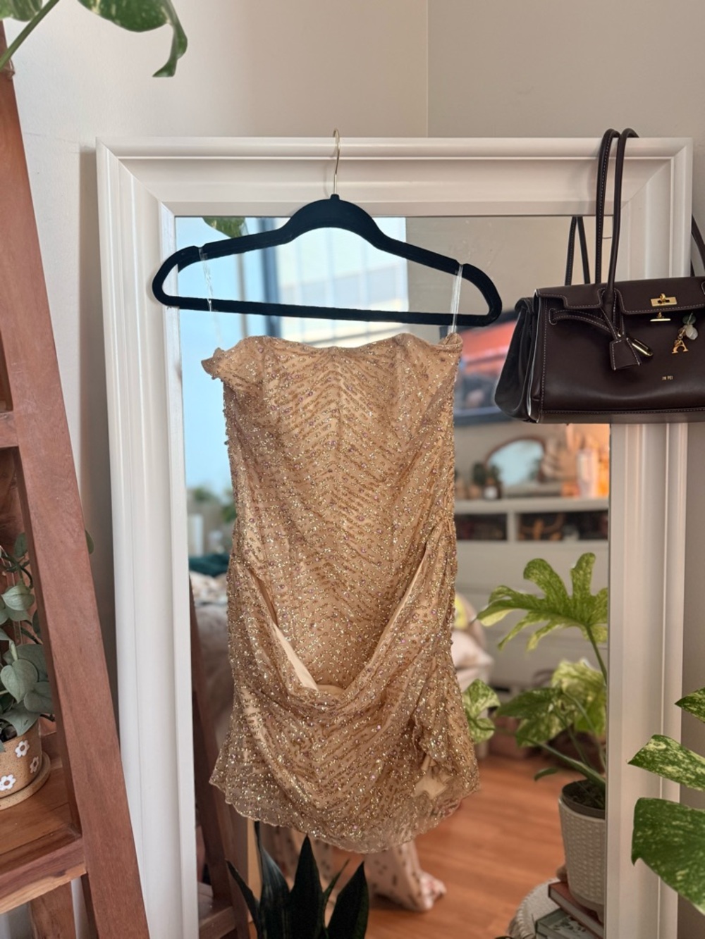 Oh Polly Gold Sequin Strapless Party Dress - Picture 2 of 3